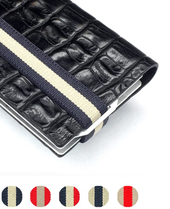 RFID Q7WALLET, black croc design leather